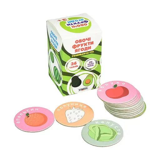 Розвивальна настільна гра «Овочі, фрукти, ягоди» 30772, 36 карток - фото 2