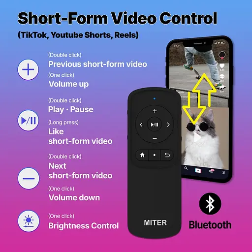 Пульт дистанционного управления MITER Bluetooth Page Turner для электронных книг iPad, планшетов iPhone Boox - фото 5