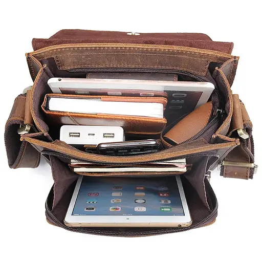 Сумка-планшет мжская через плечо, крос-боди, лошадиная кожа John McDee 21.5х7.5х25.5 см sum0028287 - фото 4