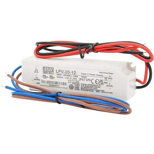 Импульсный блок питания Mean Well герметичный LPV-20-12 12В 1.67А (20Вт) IP67 - фото 1
