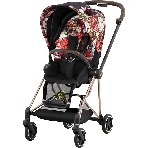 Люлька Cybex Mios Lux R Spring Blossom Dark + Комплект текстиля для прогулочного блока Cybex Mios Spring Blossom Dark + Шасси для коляски Cybex Mios LS RBA Matt Black - фото 8