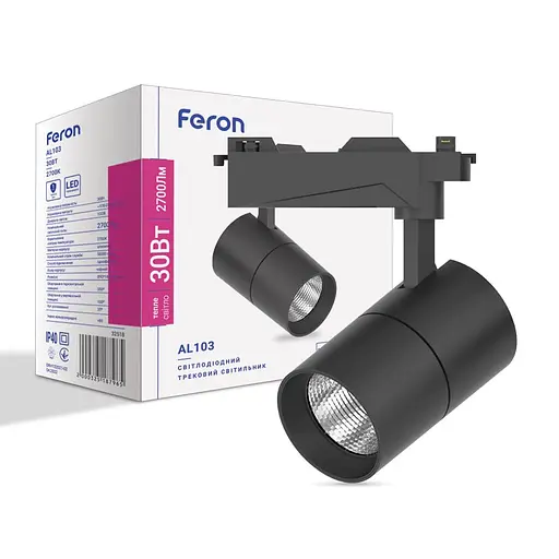 Светодиодный трековый светильник Feron AL103 30Вт 2700K черный - фото 1