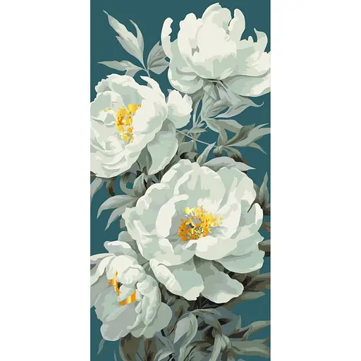 Картина за номерами "Білі півонії" Art Craft 13093-AC з металізованими фарбами 40х80 см - фото 1