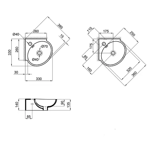 Умивальник Qtap Leo 390x365x130 White QT11115010WN, Білий - фото 2