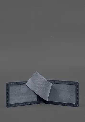 Кожаная обложка на удостоверение ГСЧС с карманом синяя - фото 4