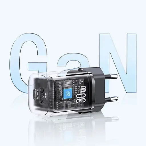 МЗП Usams US-CC254 GaN HC Ser. 30W (1USB-A/1C) Black - фото 4