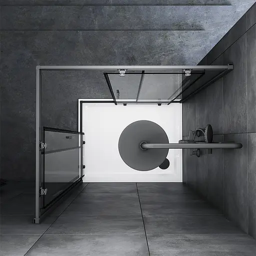 Душевая кабина Am.Pm Gem 100x80 см без поддона black matt W90UG-404-100280-BT, Черный матовый, Универсальная, прозрачная - фото 4