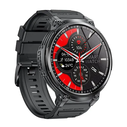 Тактичні смарт годинник з ліхтариком LEMFO K66 силіконовий ремінець Black Black (18359) - фото 5