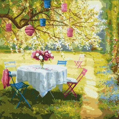 Картина по номерам. Ideyka "Весенние фонарики" 50х50 см KHO2299