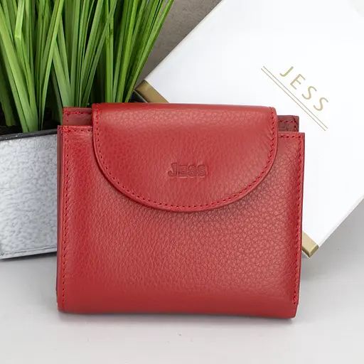 Жіночий шкіряний гаманець червоний Jess 375-2036-2 маленький - фото 1