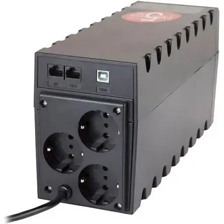 Джерело безперебійного живлення PowerCom RPT-1000AP Schuko Black, 1000 ВА, 600 Вт, лінійно-інтерактивний, AVR, 3 розетки (Schuko), батарея 12В/9Аг x 1 шт - фото 2