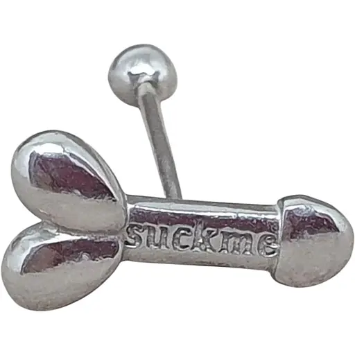 Срібна сережка для пірсингу язика Ірій. 6040