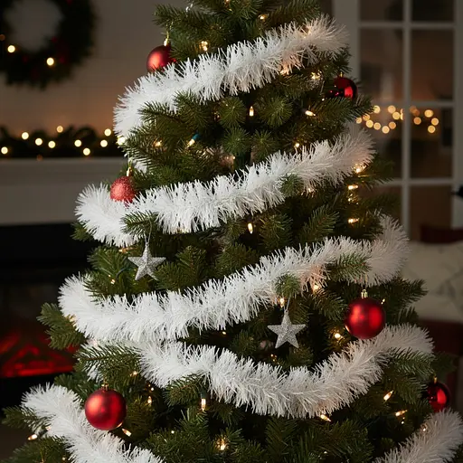 Мішура новорічна Yiwu 6-шарова біла 200х9 см - фото 2