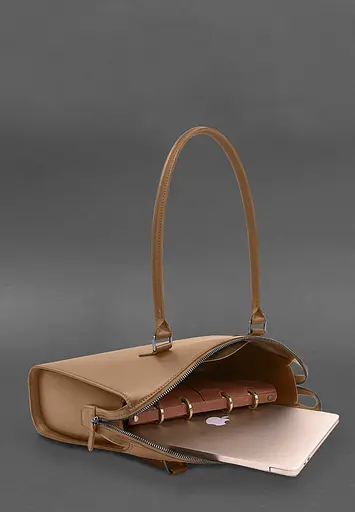 Жіноча шкіряна сумка Business карамель Краст - фото 6