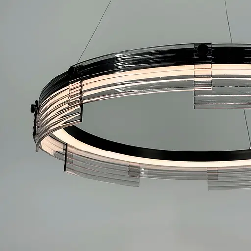 Люстра із підвісним чорним кільцем з графітовими пластинами Ø 80 см | Арт. MJ 231-800 BK | Line F - фото 5