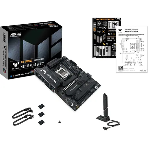 Материнська плата Asus TUF Gaming X870E-PLUS WIFI7 sAM5 X870E 4xDDR5 M.2 HDMI WiFi BT ATX - фото 2