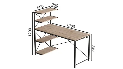 Компьютерный стол Джек 75x120x60 Черный ДСП Дуб Сан-Марино FRD-104380 - фото 4