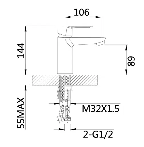 Змішувач для раковини Lidz Latwa 001 (k35) LDLAT001CRM45412 - фото 3