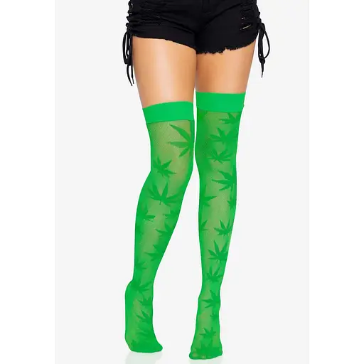 Чулки Leg Avenue 420 Net thigh highs Green - фото 4