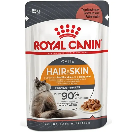 Влажный корм для кошек с чувствительной кожей и проблемной шерстью Royal Canin Hair &amp; Skin кусочки в соусе 1.02 кг (12 шт. х 85 г) - фото 2