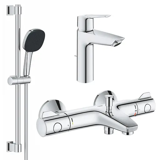 Комплект змішувачів для ванної кімнати з термостатом Grohe QuickFix UA202304TS Хром - фото 1