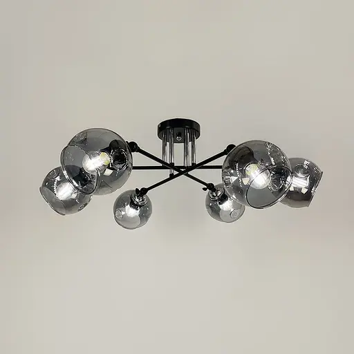 Світильник у чорному корпусі на 6 графітових плафонів | Арт. 51810/6 CH+BK+GR | Line F - фото 1