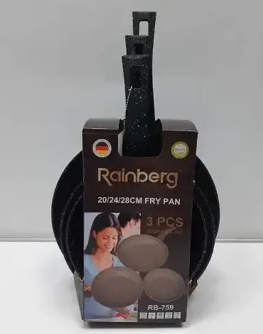 Набір сковорідок Rainberg RB-759 3 предмети 20/24/28 см алюміній мармурове покриття Чорний - фото 2