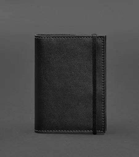 Шкіряна обкладинка для паспорта 1.0 чорна краст - фото 1