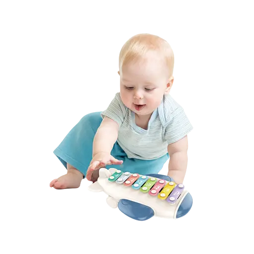 Игрушечный ксилофон 668-156-2 «Самолёт» - с ударными палочками, в подарочной коробке,синий - фото 3