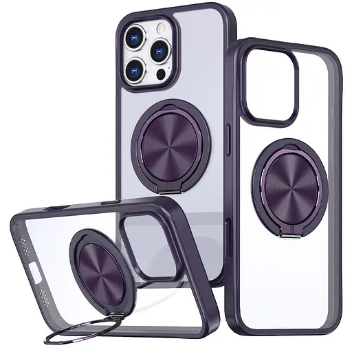 Чохол Epik TPU+PC Metal Ring with MagSafe для Apple iPhone 16 Pro Max 6.9 Темно-фіолетовий - фото 1