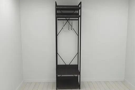 Шкаф Гардероб Уни секция 2 серии Конект Ferrum-decor 220x60x50см Черный металл ДСП Венге Магия 32 мм (FRD-104536)