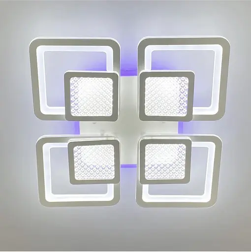Люстра LED на 4+4 квадрата в белом цвете Line.F A 2727/4 RGB WH - фото 1