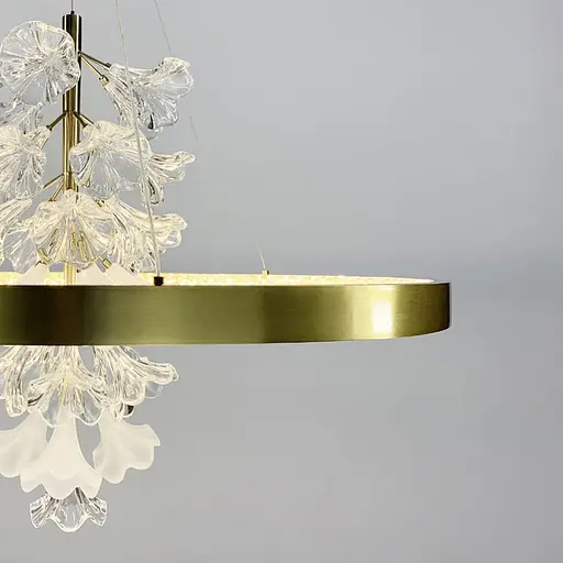 Світлодіодна латунна люстра із ніжними квітами Ø 100 см | Line F | Арт. D9001-1000 - фото 2