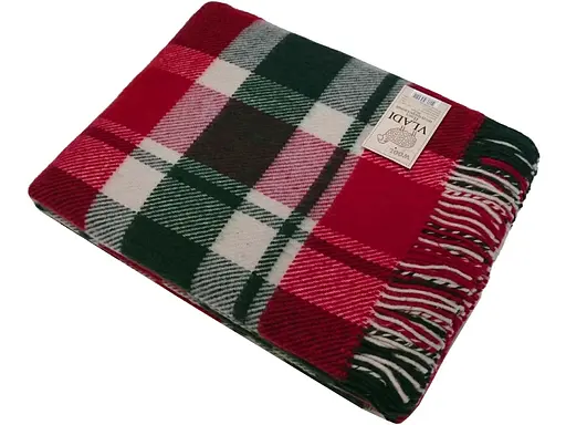 Плед вовняний Vladi Метро 170х210 біло-червоно-темно-зелений 1 - фото 1