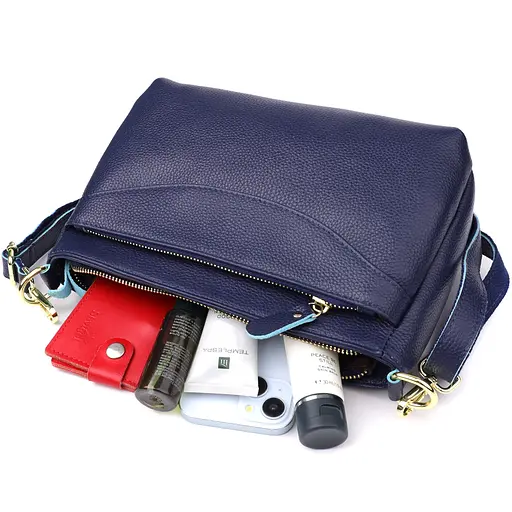 Женская кожаная сумка Vintage с жестким дном 27х16х11 см sum0027560 - фото 8