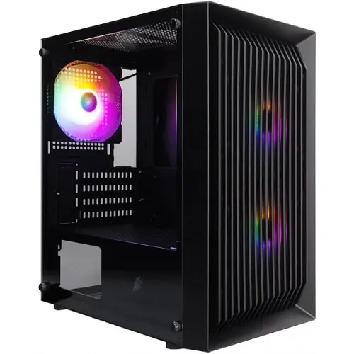 Корпус 1stPlayer BS-2-BK-3F1, Black, без БЖ, Mini Tower, Micro ATX / Mini ITX, 1xUSB 3.0 / 2xUSB 2.0, макс. CPU - 155 мм / VGA - 285 мм, 3x120 мм RGB, бічна панель із загартованого скла