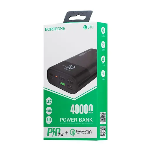 Зовнішній акумулятор Borofone DBT01 PD 40000 mAh найбільшої ємності - фото 2