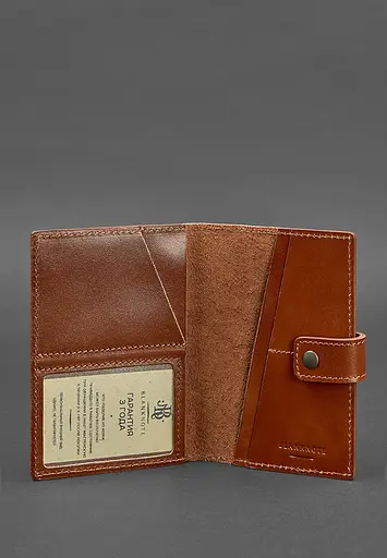 Шкіряна обкладинка для паспорта 5.0 (з віконцем) світло-коричнева - фото 4