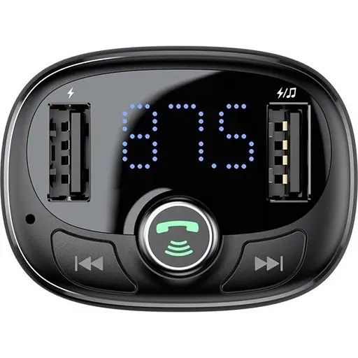 Автомобильное зарядное устройство + FM-модулятор Baseus T typed Wireless MP3 charger black (CCALL-TM01) - фото 2