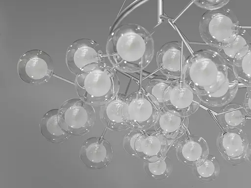 Якісна підвісна люстра в офіс "Світлячок", 54 лампи, хром сатин - фото 3