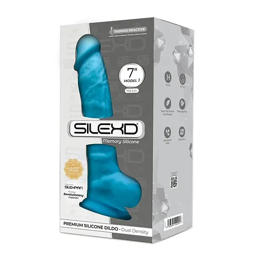 Фалоімітатор SilexD Johnny Blue (MODEL 1 size 7in), двошаровий, силікон + Silexpan, діаметр 3,8 см - фото 2