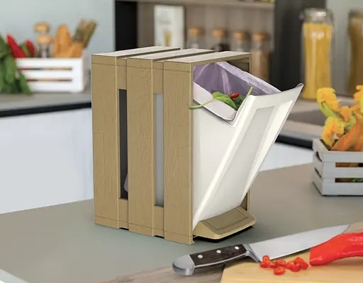 Контейнер для мусора Tina Bin, 19x23x30 h, 7л бежевый - фото 2