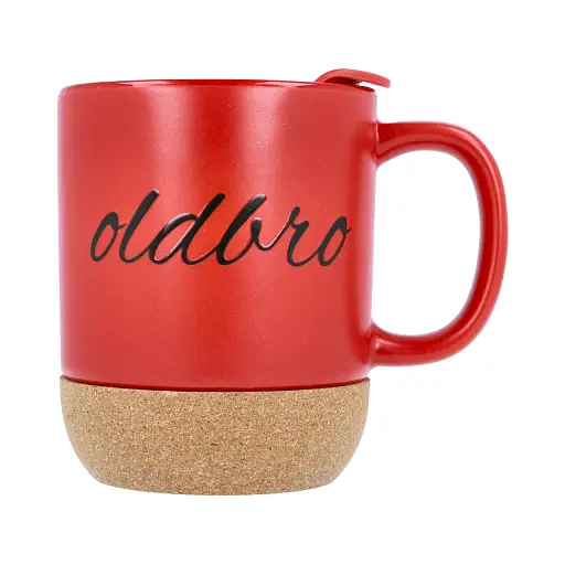 Керамічний кавовий кухоль OldBro Red 414 мл з корковим дном і кришкою - фото 2
