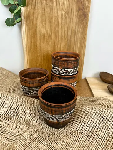 Склянка керамічна (глиняна) різьблена №7 400 мл - фото 4