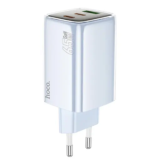 МЗП Hoco N49 Glorious PD65W (1USB-A/2C) Blue - фото 3