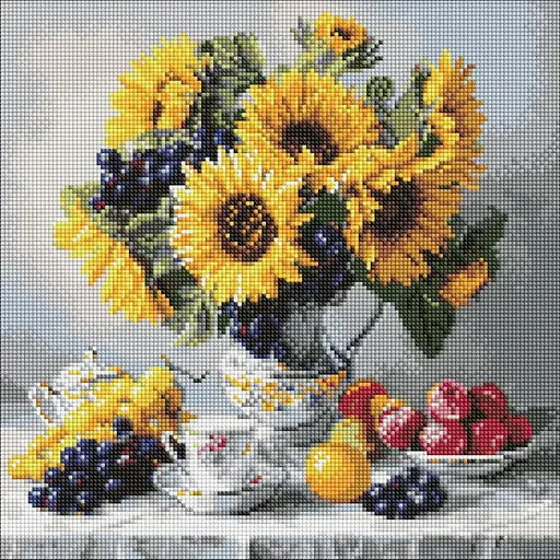 Алмазна мозаїка Соняшники з виноградом ©art_selena_ua Ідейка AMO8338, 40х40 см - фото 1