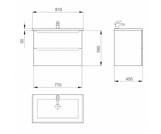 Тумба підвісна Sanwerk Ера Air 80 Білий з умивальником Idea (MV0000856) Білий - фото 5