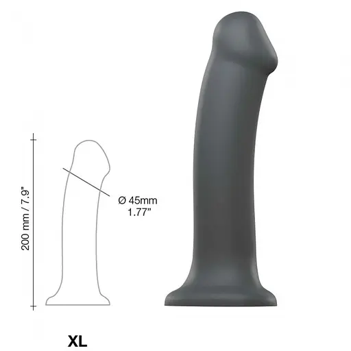 Фалоімітатор Strap-On-Me Dual Density Bendable XL 20 см (сірий) - фото 8