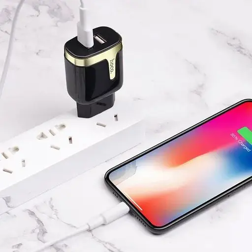 Сетевое зарядное устройство Hoco C64A 2.1A 2USB black - фото 2