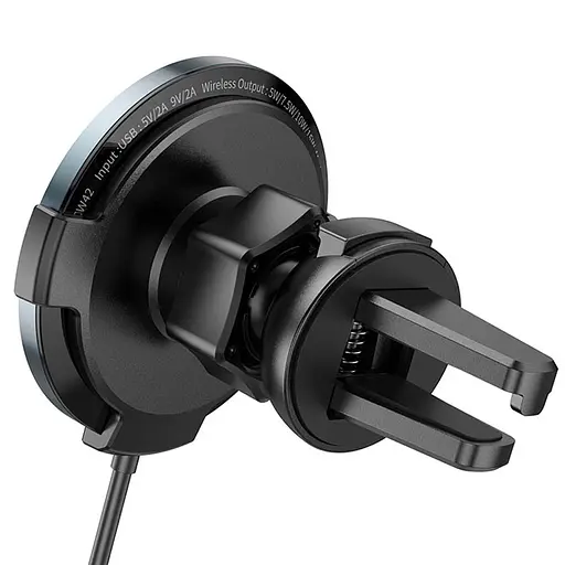 Автодержатель с БЗУ Hoco CW42 магнитный Black - фото 3